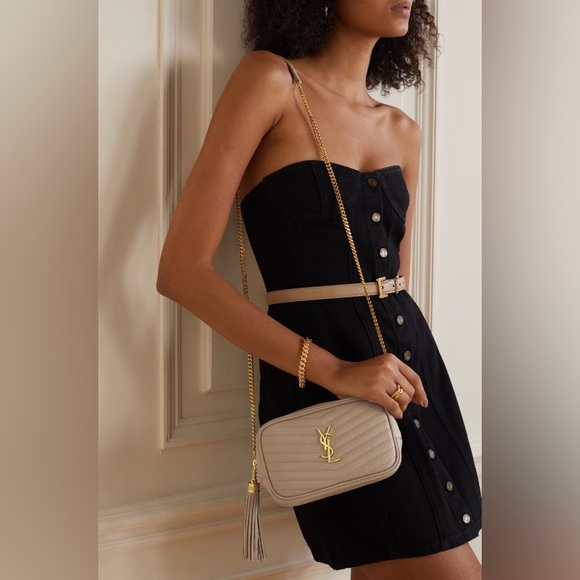 Saint Laurent Beige Quilted Mini Lou Crossbody Bag 🧡 - Picture 14 of 15